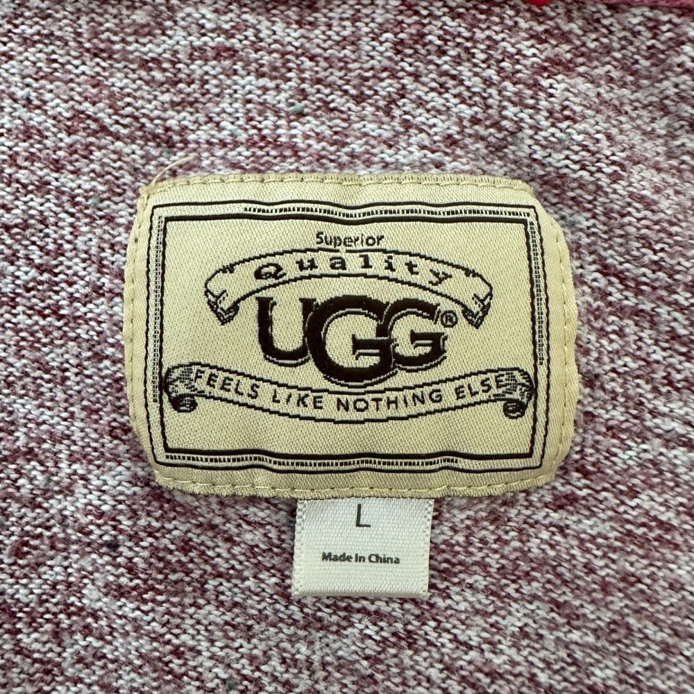 UGG Australia Cardigan Women Burgundy Heathered Knit Open Front Cozy Softcore L - Picture 3 of 7